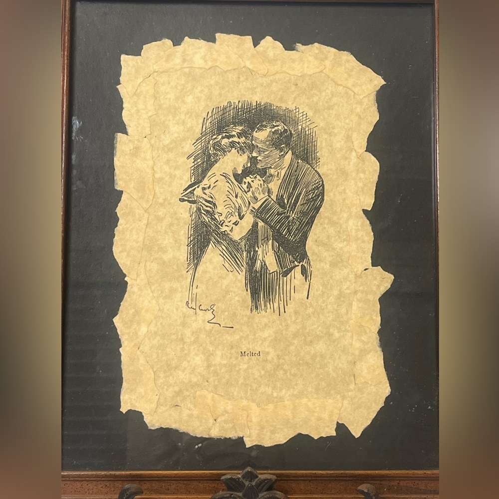 Vintage C Allan Gilbert “Melted” Framed Romantic Couple Art 1900s Signed - Picture 2 of 10